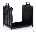 Transitional Fireplace Black Firewood Holder with Canvas Tote FA003L - Bourlier's Barbecue and Fireplace