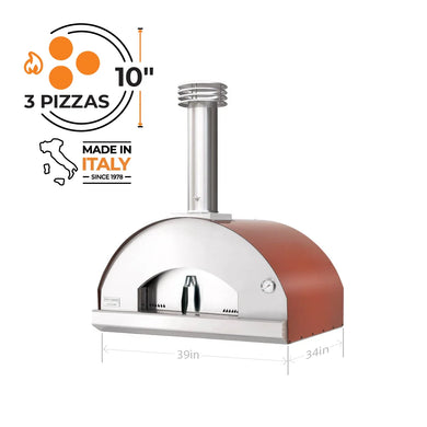 Fontana Mangiafuoco Wood-Fired Pizza Oven - Red - Countertop - Bourlier's Barbecue and Fireplace