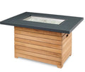 Darien 42 Inch Rectangular Teak Natural Gas Fire Pit Table in Gray by The Outdoor GreatRoom Company DAR-1224-K-NG