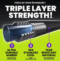 HydroSteel Pro 8586 Water Hose with Brass Nozzle, 3/8 in, 50 ft L, Rubber/Vinyl, Black