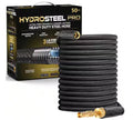 HydroSteel Pro 8586 Water Hose with Brass Nozzle, 3/8 in, 50 ft L, Rubber/Vinyl, Black