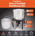 LOCO 100 qt. Pot with Strainer Propane Single Burner Seafood Boiling Kit in Stainless LCTSKSS100