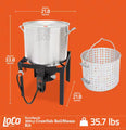 LOCO 100 qt. Pot with Strainer Propane Single Burner Seafood Boiling Kit in Stainless LCTSKSS100