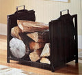 Transitional Fireplace Black Firewood Holder with Canvas Tote FA003L