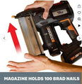 Worx 20v Brad Nailer Gun Kit, Battery & Charger Included, 2 Ah, 18 ga WX840L