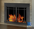 Hearthcraft Essentials Finley Fireplace Cabinet Style Smoked Glass Doors - Black Finish (Large) FL-8502